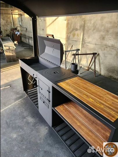 Мангал с печью и барбекю 4в1