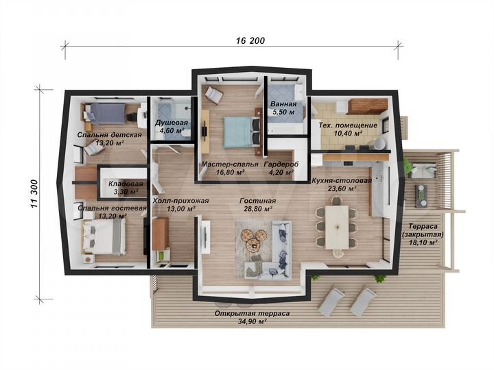 Дом 136 м² на участке 10 сот.
