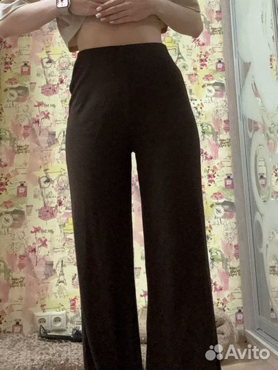 Брюки школьные палаццо zara в рубчик