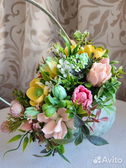 Корзинка цветов из мыла 