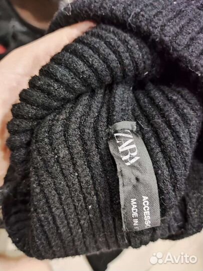 Шапка и варежки детская zara