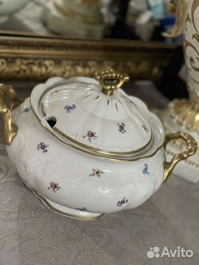 Супница И молочник Посуда Чехия мейсенский цветок