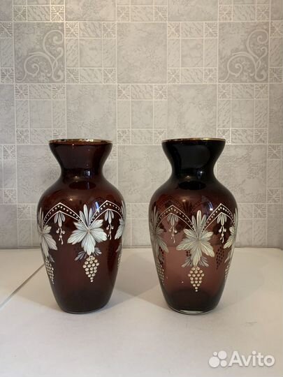 Вазы цветные.Фруктовница.Конфетница.Чехия.Богемия