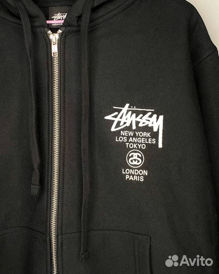 Зип худи Stussy World Tour Zip Black Оригинал