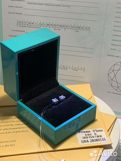 Муассанит Бриллиант Принцесса 1.6 ct