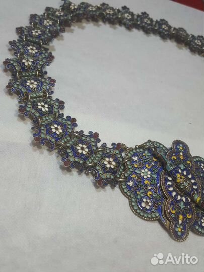 Женский серебряный пояс с эмалью