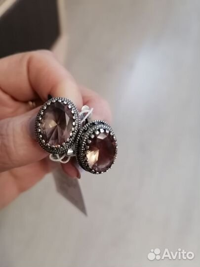 Серьги серебро с султанитом