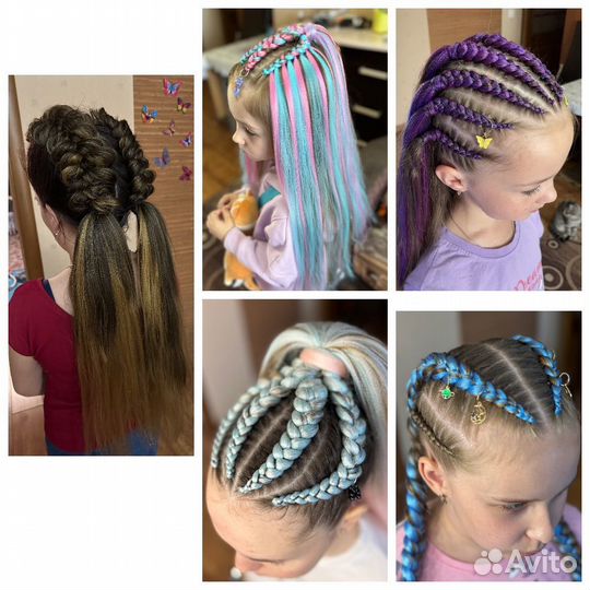 Плетение кос, с канекалоном, брейды