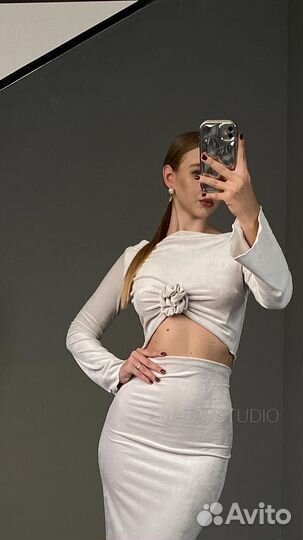 Юбка макси, мини и лонгслив из велюра