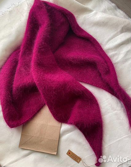 Бактус косынка комплект вязаный пух норки