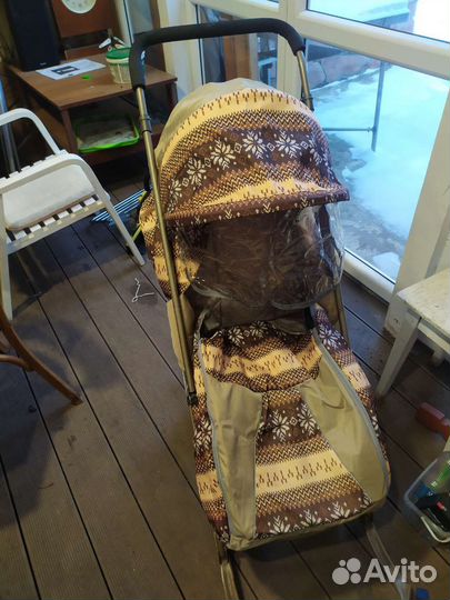 Санки коляска с большими колесами