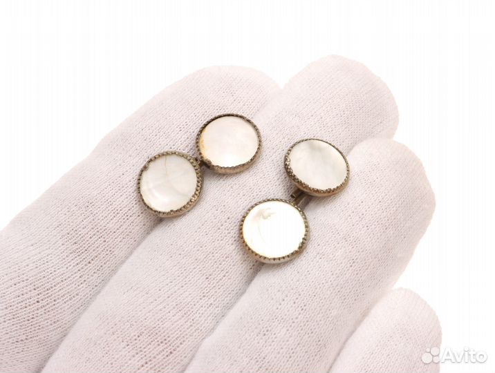 Двойные Запонки Перламутр США Винтаж