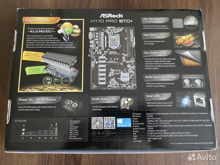 Новая Материнская плата ASRock H110 Pro BTC+