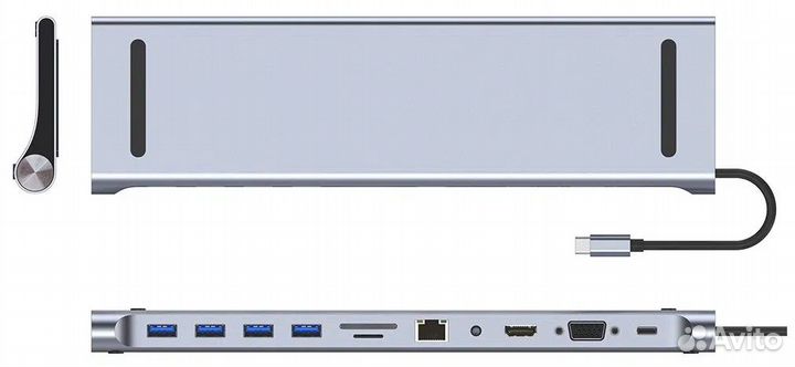 Док-станция USB-C-hdmi+VGA+4*USB30+usbc+CR+LAN+AUX