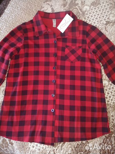 Рубашка в клетку, размер 46-48