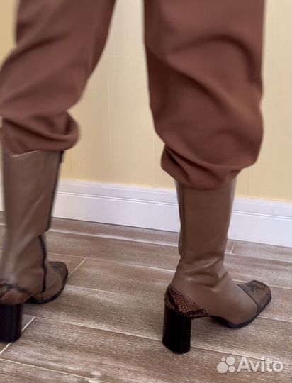 Винтажные кожаные сапоги италия