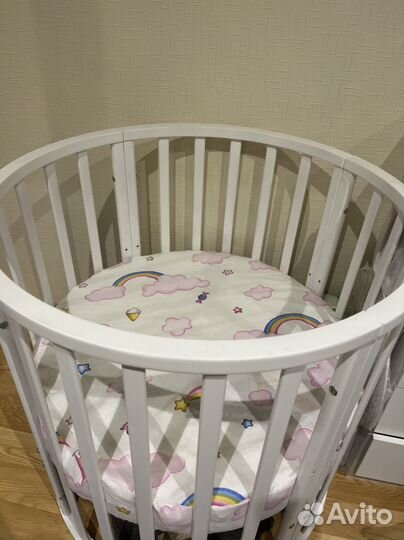 Детская кроватка трансформер круглая