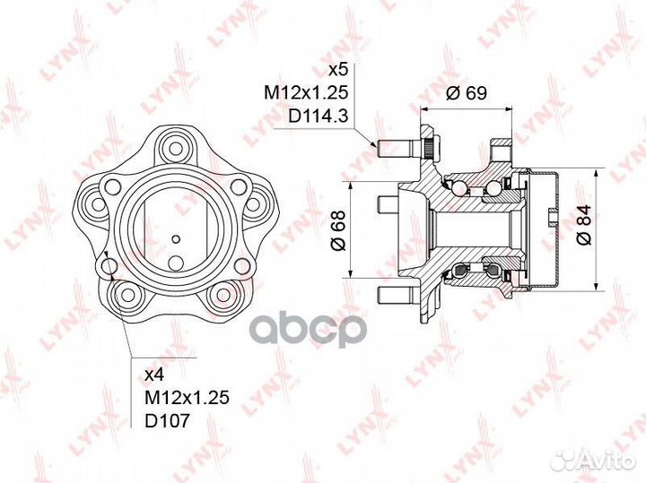 Ступица задн. в сборе с ABS WH-1231 lynxauto