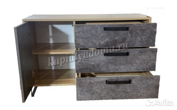 Тумба с ящиками Пируэт 1000 дуб вотан/бетон темный