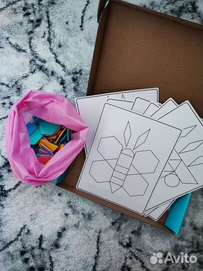 Деревянный пазл танграм с карточками