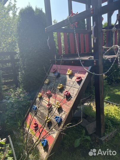 Детский деревянный уличный спортивный комплекс
