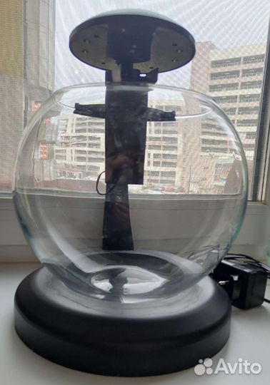 Круглый аквариум с фонтаном, фильтром и подсветкой