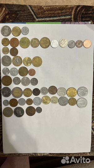 50 иностранных монет без повторов разные
