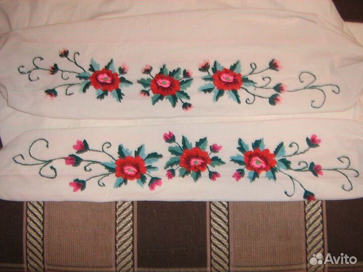 Вышивка наволочка цветы СССР пара