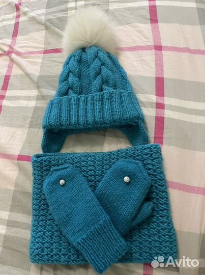 Шапка снуд варежки