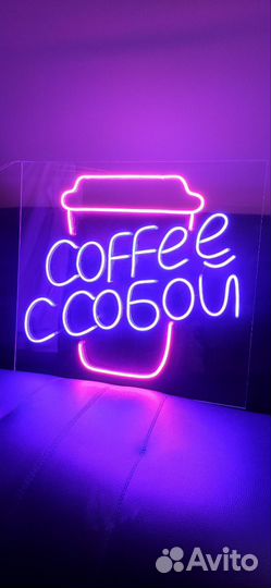 Неоновая вывеска цветы / кофе / маникюр