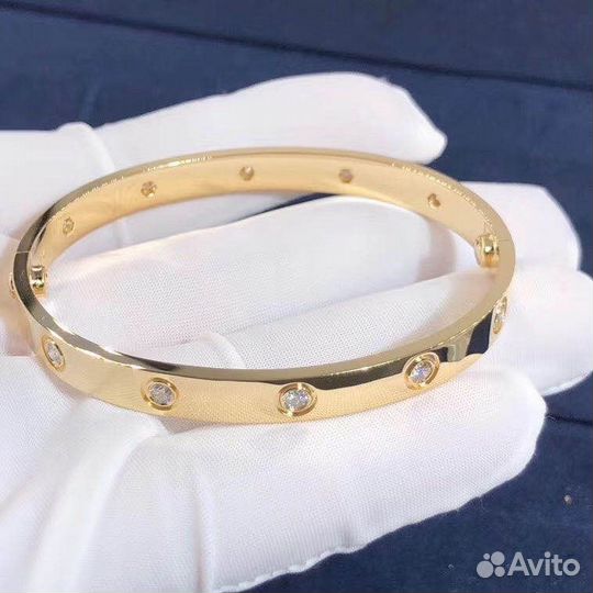 Браслет Cartier love белое/желтое золото