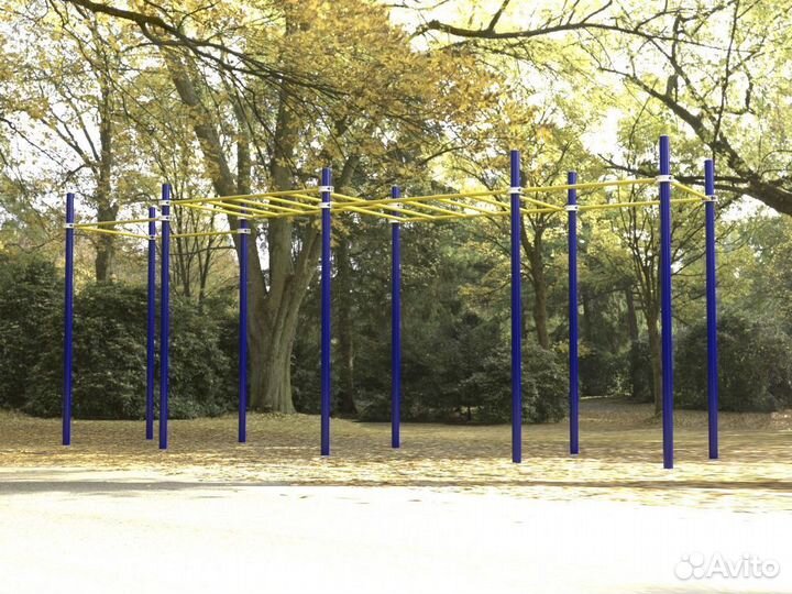 Комплекс Воркаут с рукоходом двухуровневым и 6 турниками Pioner A16705