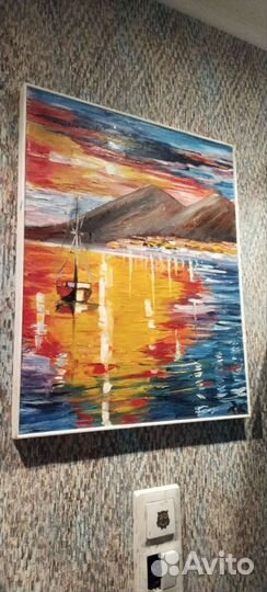 Картина морской пейзаж на закате масло