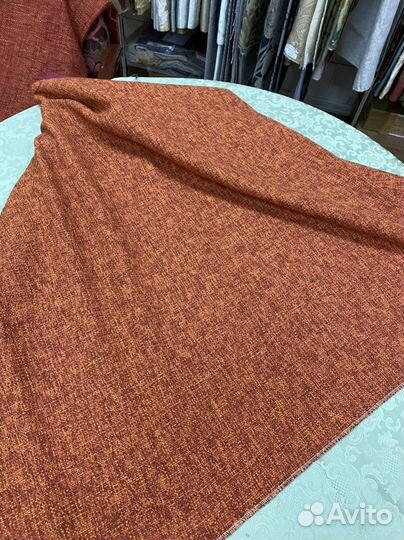 Ткань мебельная, рогожка, кирпичный цвет, 750г/м