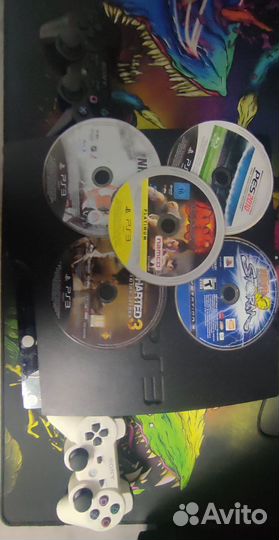 Sony playstation 3 slim 320gb с играми 2 геймпада