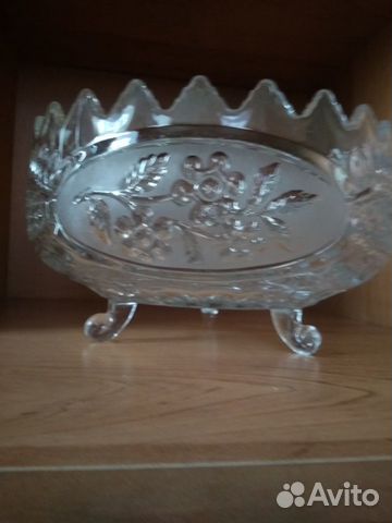 Ваза хрустальная СССР для фруктов на трех ножках