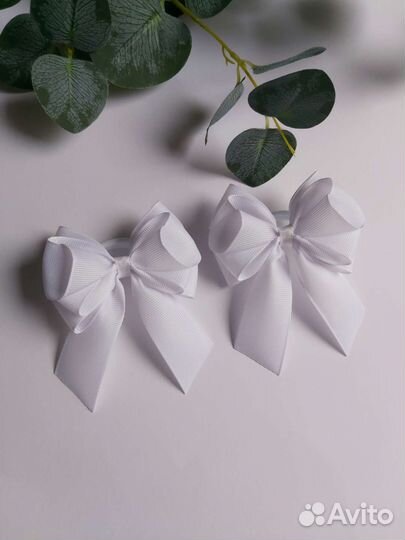 Банты для волос белые школьные