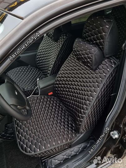 Чехлы-накидки Лада Гранта - Лада Веста с белой нит