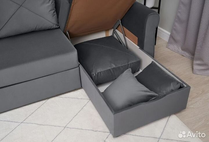 Диван угловой дельфин Лира темно-серый