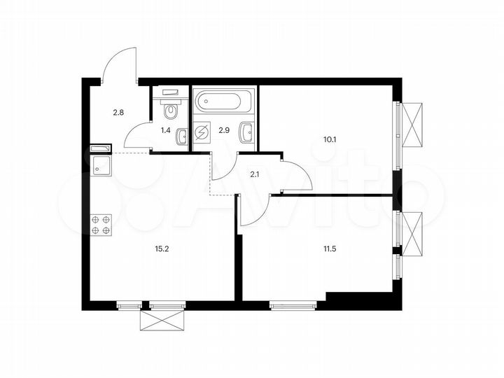 2-к. квартира, 46 м², 18/25 эт.