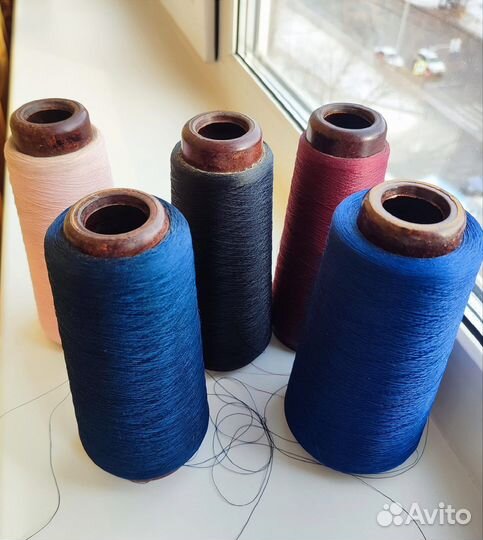 Нитки для шитья Лавсан, 6 бобин, намотка на фото