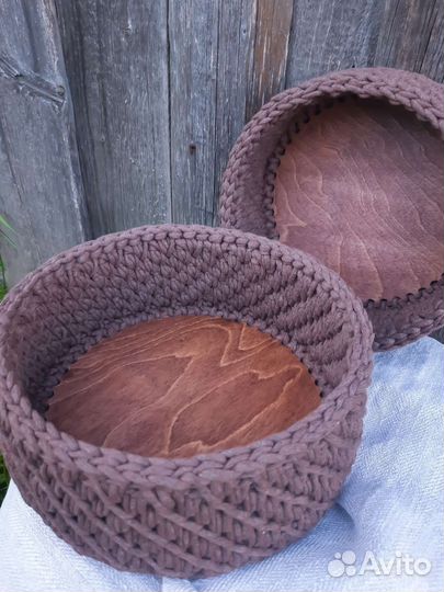 Корзины для дома. Вязаная,из хлопкового шнура