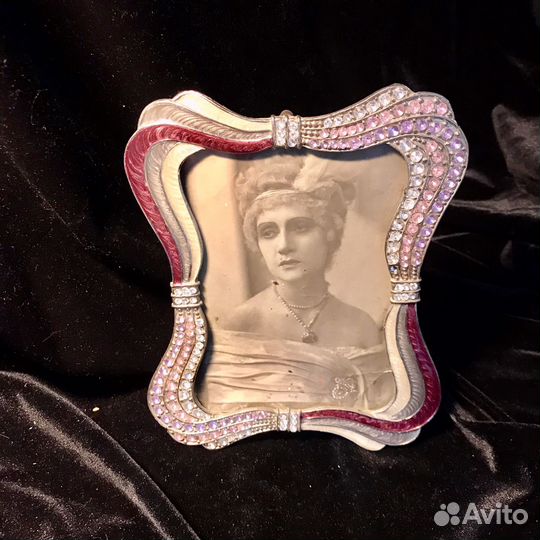 Старинная фотография в эмалевой рамке 1922 г