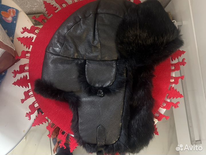 Кожанная шапка ушанка