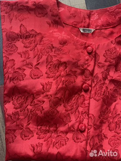 Блуза алая винтаж 80-е гг