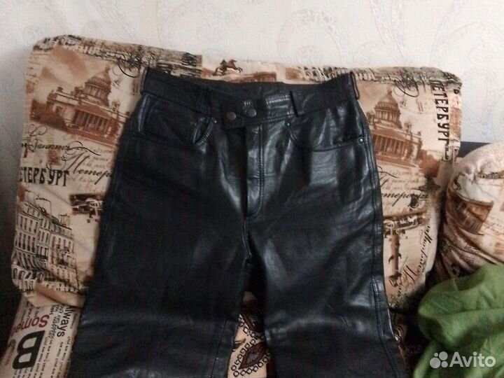 Натуральные кожаные брюки 46р
