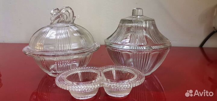 Вазочка сахарница старинная стекло