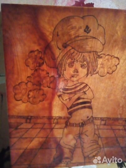 Картина на дереве ручная работа 1977-1979 гг