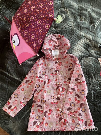 Ветровка (дождевик) и зонтик для девочки, р-р 128