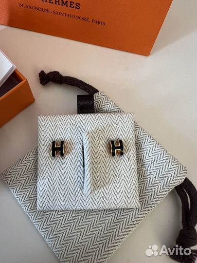 Серьги Hermes Mini Pop H Оригинал полный комплект